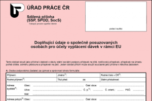Formulář: Doplňující údaje pro účely dávek v rámci EU